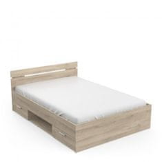 Casa Vital Praktická postel CasaDolce MEDIN, dub Cronberg, rozměr 144,5x204,3x74,2 cm. pro matraci 140x200 cm, se dvěma zásuvkami