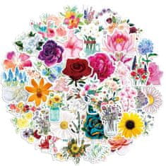 Northix Samolepky - smíšené motivy květin - 50 ks 