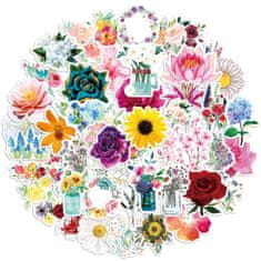 Northix Samolepky - smíšené motivy květin - 50 ks 