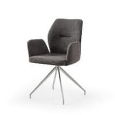 Jídelní židle MISTIL, 62x61x50 cm, čalouněná, područky, šedá, otočná o 180°, kovové nohy