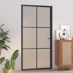 Vidaxl Interiérové dveře 102,5 x 201,5cm černé matné sklo a hliník
