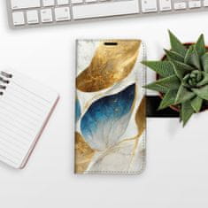 iSaprio Flipové pouzdro - GoldBlue Leaves pro Apple iPhone 15 Pro