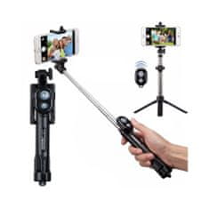 Kaku Selfie tyč BLUETOOTH, stativ, dálkové ovládání, černá