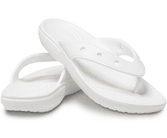 Crocs Classic Flip-Flops Unisex, 41-42 EU, M8W10, Žabky, Pantofle, Sandály, White, Bílá, 207713-100