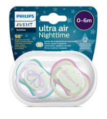 Philips Avent Šidítko Ultra air noční 0-6m dívka, 2ks