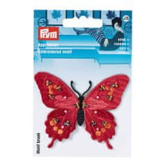 PRYM Nášivka motýl s korálky, nažehlovací, červená