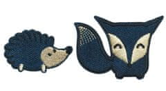 PRYM Nášivka ježek a liška, samolepicí/nažehlovací, modrá