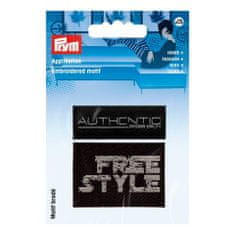 PRYM Nášivka štítek Authentic/Free Style, nažehlovací, černá
