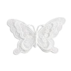 PRYM Nášivka motýl, slavnostní, nažehlovací, bílá