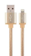 Gembird CABLEXPERT Kabel USB 2.0 Lightning (IP5 a vyšší) nabíjecí a synchronizační kabel, opletený, 1,8m, zlatý, blister