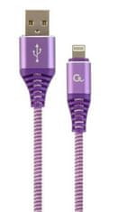 Gembird nabíjecí kabel Lightning 8-pin (M) na USB 2.0 (M), prémiový, opletený, 2 m, fialový