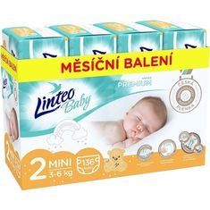 LINTEO BABY Premium Pleny jednorázové 2 MINI (3-6 kg) 136 ks