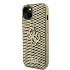 Guess  PU Perforated 4G Glitter Metal Logo Zadní Kryt pro iPhone 15 Gold