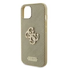 Guess Zadní kryt PU Perforated 4G Glitter Metal Logo pro iPhone 13 Gold