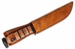KA-BAR® KB-1317 Dog´s Head víceúčelový nůž 18 cm, černá, kožené kroužky, kožené pouzdro