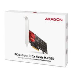 AXAGON PCEM2-ND, PCI-Express x8 řadič pro připojení až dvou NVMe M.2 SSD disků k počítači