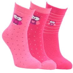  dětské barevné teplé froté vzorované ponožky 8500823 3-pack, růžová, 35-38