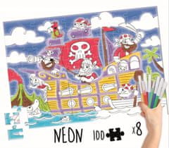 Educa Vybarvovací puzzle Piráti 100 dílků s fixy