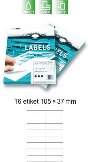 Smartline Europapier Samolepicí etikety 100 listů ( 16 etiket 105 x 37 mm)
