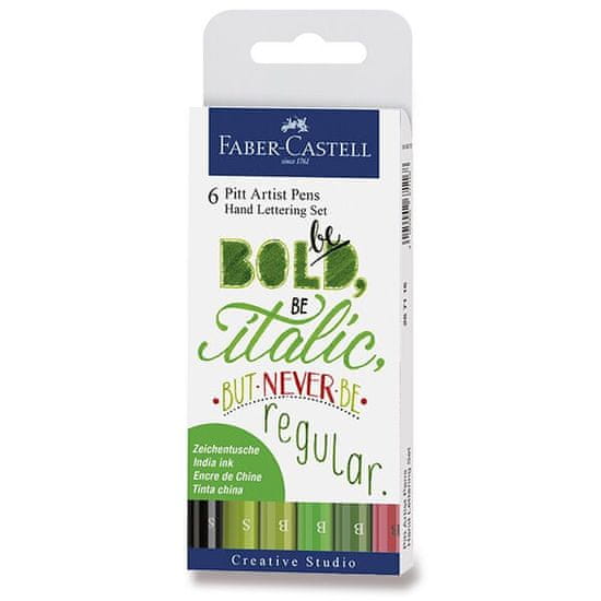 Faber-Castell Popisovač Pitt Artist Pen Hand Lettering 6 kusů, zelená sada