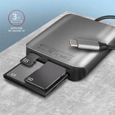 CRE-S3C, USB-C 3.2 Gen 1 - SUPERSPEED čtečka karet 3-slot & lun SD/microSD/CF, podpora UHS-II