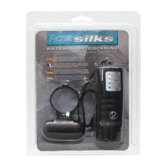 ABS Vodotěsný černý vibrační kroužek na ovládání - Aqua Silks Cockring