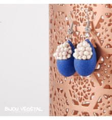 Živé šperky - Náušnice Slza modré s trvalými bílými květy