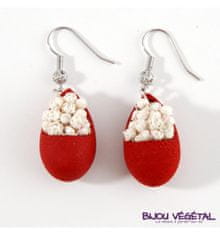 Živé šperky - Náušnice Slza červené s trvalými bílými květy