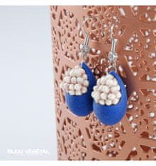 Živé šperky - Náušnice Slza modré s trvalými bílými květy