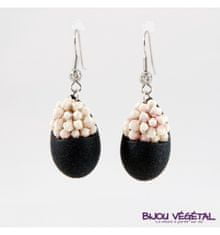 Živé šperky - Náušnice Slza černé s trvalými bílými květy