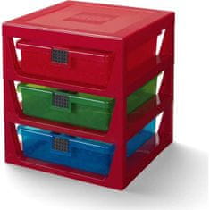 LEGO Organizér se třemi zásuvkami - červený