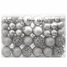 shumee 111dílná sada vánočních ozdob stříbrná polystyren