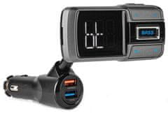 Nedis FM Transmitter do auta/ Hands free volání/ 2.0 "/ LED obrazovka/ Bluetooth 5.0/ 12 - 24 V DC/ 3 A/ 2x USB/ černý