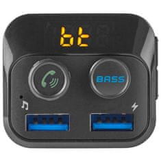 Nedis FM Transmitter do auta/ Hands free volání/ 1.0 "/ LED obrazovka/ Bluetooth 5.0/ 12 - 24 V DC/ 2.4 A/ 2x USB/ černý