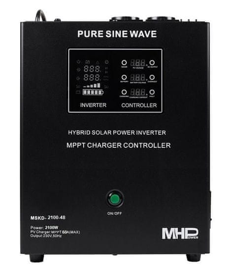 MHpower záložní zdroj MSKD-2100-48, UPS, 2100W, čistý sinus, 48V, solární regulátor MPPT