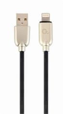 Gembird kábel nabíjací Lightning 8-pin (M) na USB 2.0 (M), prémiový, gumovo - opletený, 1 m, čierny