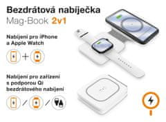 Aligator Bezdrátová nabíječka Mag-Book 2v1, určeno pro MagSafe a nabíjení Apple Watch, 15W, bílá