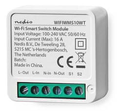 Nedis Wi-Fi chytrý spínač pro světla/ spotřeba 3680 W/ připojení terminálu/ Android/ iOS/ SmartLife/ bílý
