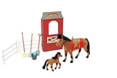 Mac Toys Kůň 20 cm a 10 cm se stájí a příslušenstvím