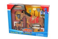 Mac Toys Kůň 20 cm a 10 cm se stájí a příslušenstvím