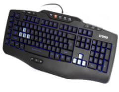 Crono CK3000 - modré podsvícená herní klávesnice, CZ + SK, USB