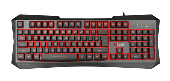 C-Tech herní klávesnice Nereus (GKB-13), CZ/SK, 3 barvy podsvícení, USB