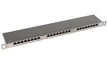 Solarix 19" Patch panel 24xRJ45 CAT5E UTP s vyvaz.lištou černý 0,5U