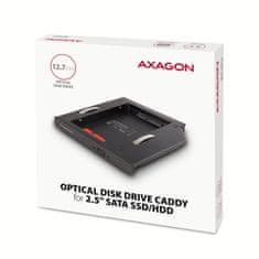 AXAGON RSS-CD12 ODD, rámeček do slotu optické mechaniky pro 2.5" SSD/HDD, LED, 12.7 mm, hliníkový