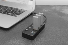 Digitus USB 3.0 Hub, 4 porty, přepínač Hliníkové pouzdro