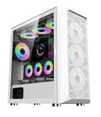 1stCool MiddleTower Wind Storm White, E-ATX, USB3.0 + set 4x ARGB fan