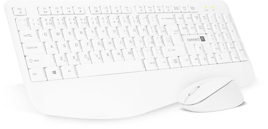 Connect IT Combo bezdrátová bílá klávesnice + myš, (+1x AAA +1x AA baterie zdarma), CZ + SK layout