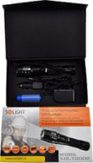 Solight WN13 nabíjecí LED svítilna, T6 XML Cree LED, Li-Ion 2200mAh, černá + DC 12V i AC 230V adaptér