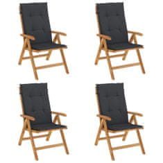 Vidaxl Polohovací zahradní židle s poduškami 4 ks masivní teak