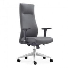 Casa Vital Kancelářská židle CasaDolce SOFOSA, šedá, 67x70x97/107 cm, čalounění zPolyuretankůže, otočná a výškově nastavitelná, područky, houpací mechanismus